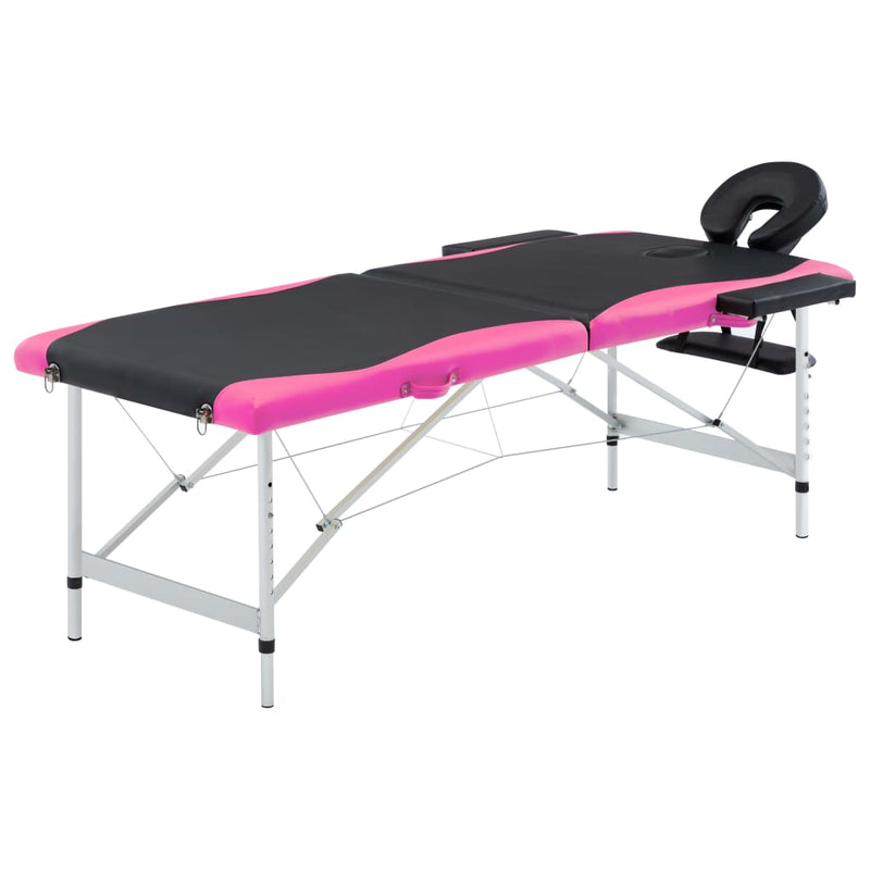 Load image into Gallery viewer, Vidaxl massagetafel inklapbaar 2 zones aluminium zwart en roze
