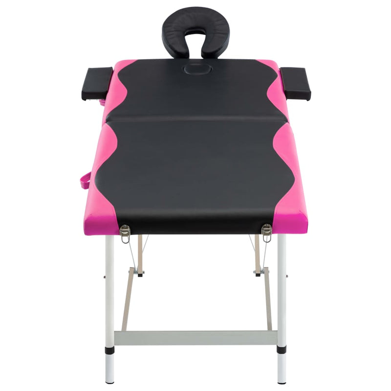 Load image into Gallery viewer, Vidaxl massagetafel inklapbaar 2 zones aluminium zwart en roze
