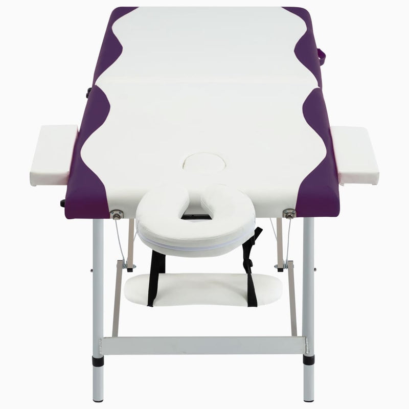 Load image into Gallery viewer, Vidaxl massagetafel inklapbaar 2 zones aluminium wit en paars
