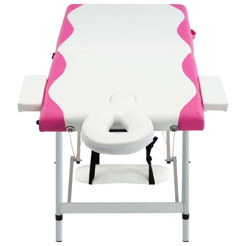 Load image into Gallery viewer, Vidaxl massagetafel inklapbaar 2 zones aluminium wit en roze
