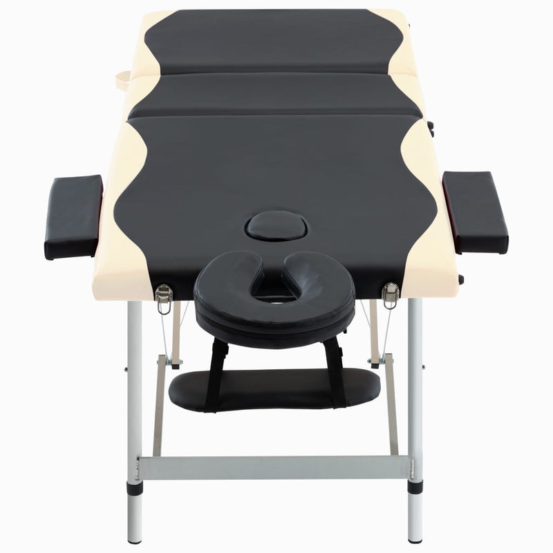 Afbeelding laden in galerijviewer, Vidaxl massagetafel inklapbaar 3 zones aluminium zwart en beige

