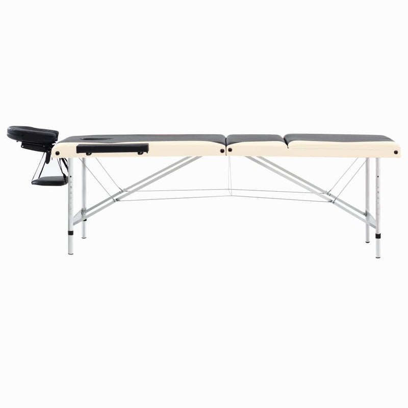 Afbeelding laden in galerijviewer, Vidaxl massagetafel inklapbaar 3 zones aluminium zwart en beige
