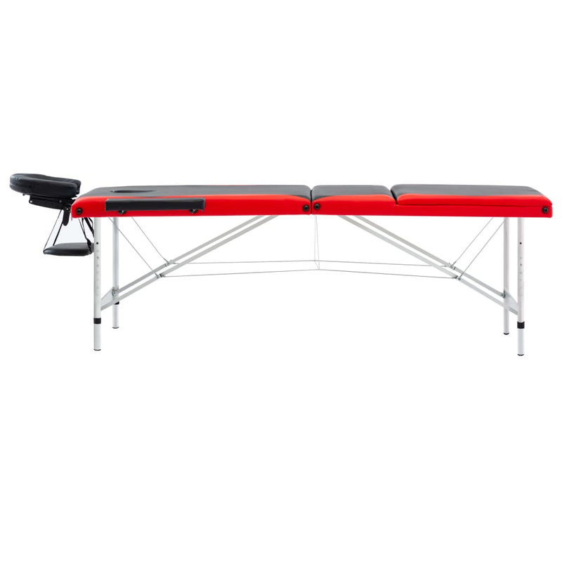 Load image into Gallery viewer, Vidaxl massagetafel inklapbaar 3 zones aluminium zwart en rood
