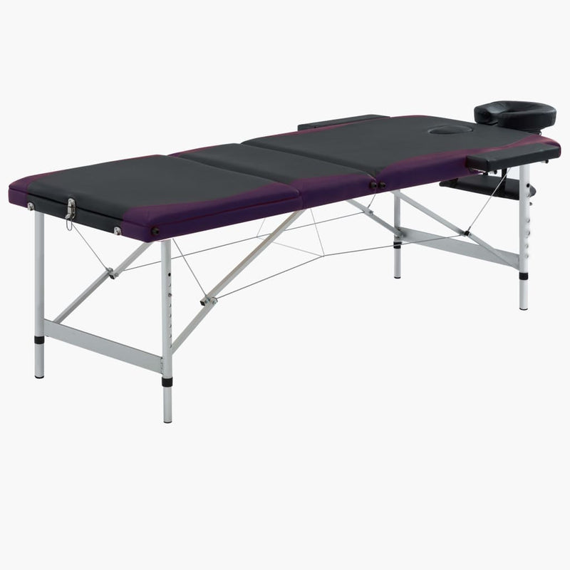 Load image into Gallery viewer, Vidaxl massagetafel inklapbaar 3 zones aluminium zwart en paars

