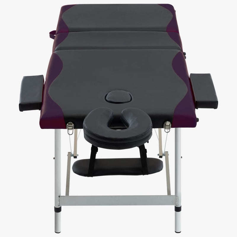 Load image into Gallery viewer, Vidaxl massagetafel inklapbaar 3 zones aluminium zwart en paars
