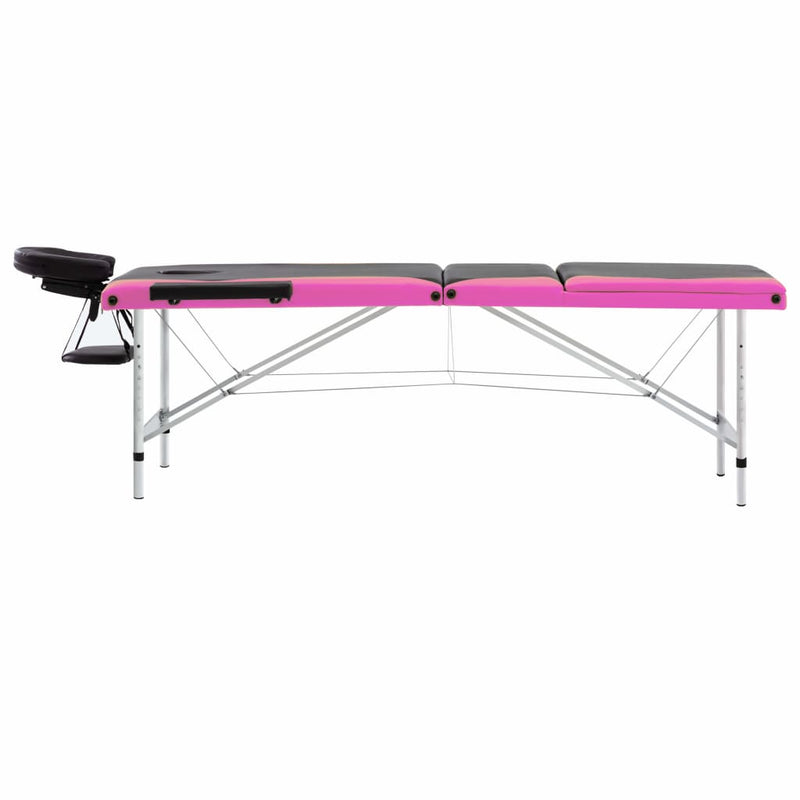 Load image into Gallery viewer, Vidaxl massagetafel inklapbaar 3 zones aluminium zwart en roze
