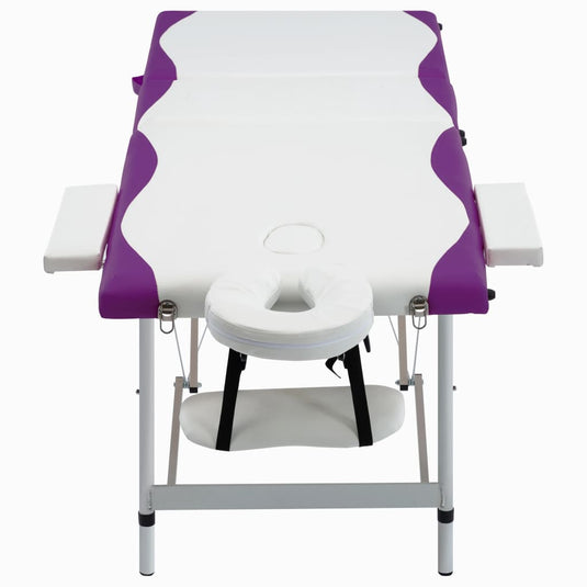 Vidaxl massagetafel inklapbaar 3 zones aluminium wit en paars