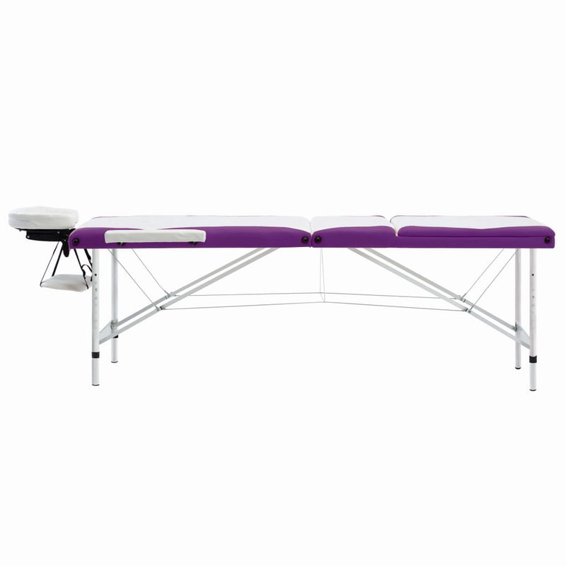 Load image into Gallery viewer, Vidaxl massagetafel inklapbaar 3 zones aluminium wit en paars
