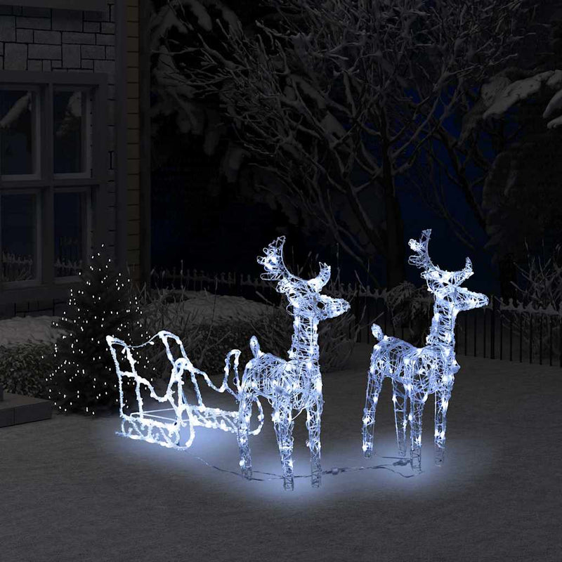 Load image into Gallery viewer, Vidaxl kerstversiering rendieren en slee 160 led's 130 cm acryl
