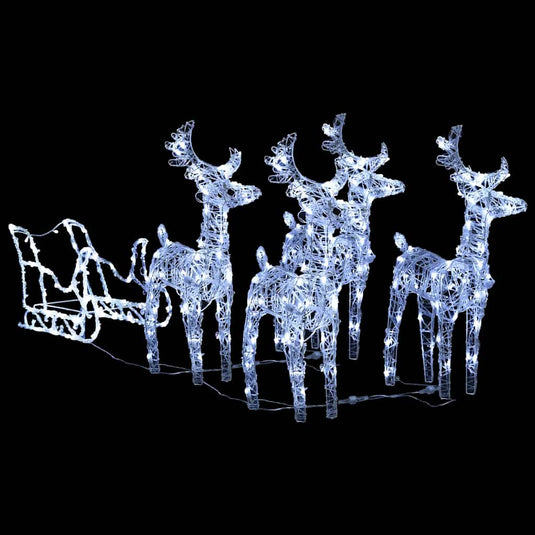 Vidaxl kerstdecoratie rendieren en slee 280x28x55 cm acryl