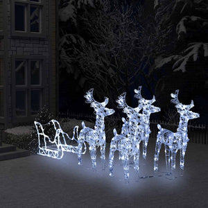 Vidaxl kerstdecoratie rendieren en slee 280x28x55 cm acryl