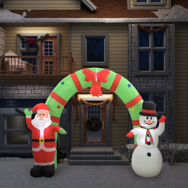 Load image into Gallery viewer, Vidaxl kerstboog kerstman en sneeuwpop opblaasbaar led 223 cm
