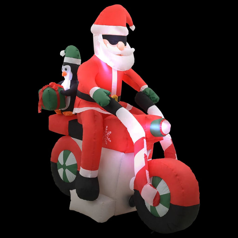 Load image into Gallery viewer, Vidaxl kerstman opblaasbaar op motorfiets led ip44 160 cm
