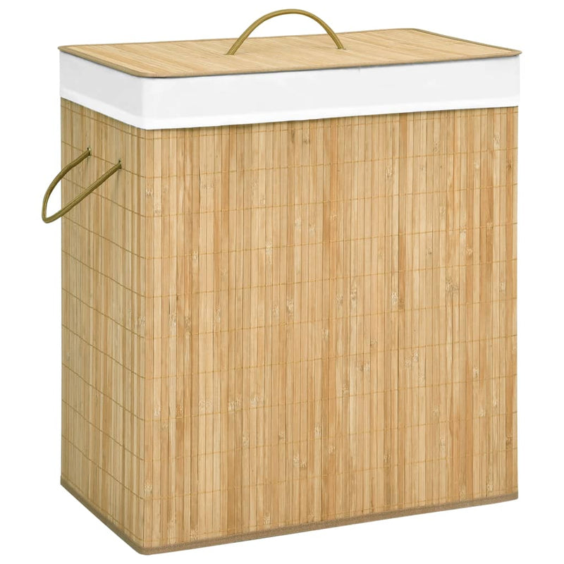 Load image into Gallery viewer, Vidaxl wasmand met 2 vakken 100 l bamboe
