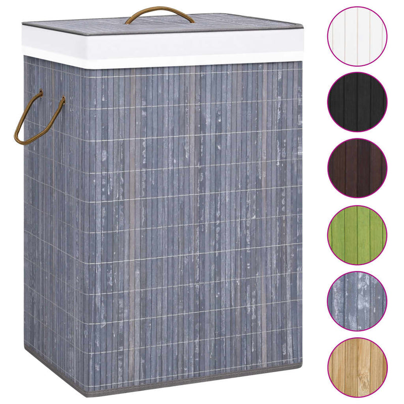 Load image into Gallery viewer, Vidaxl wasmand met 2 vakken 72 l bamboe grijs
