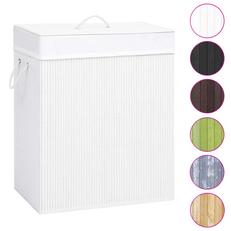 Load image into Gallery viewer, Vidaxl wasmand met 2 vakken 100 l bamboe wit
