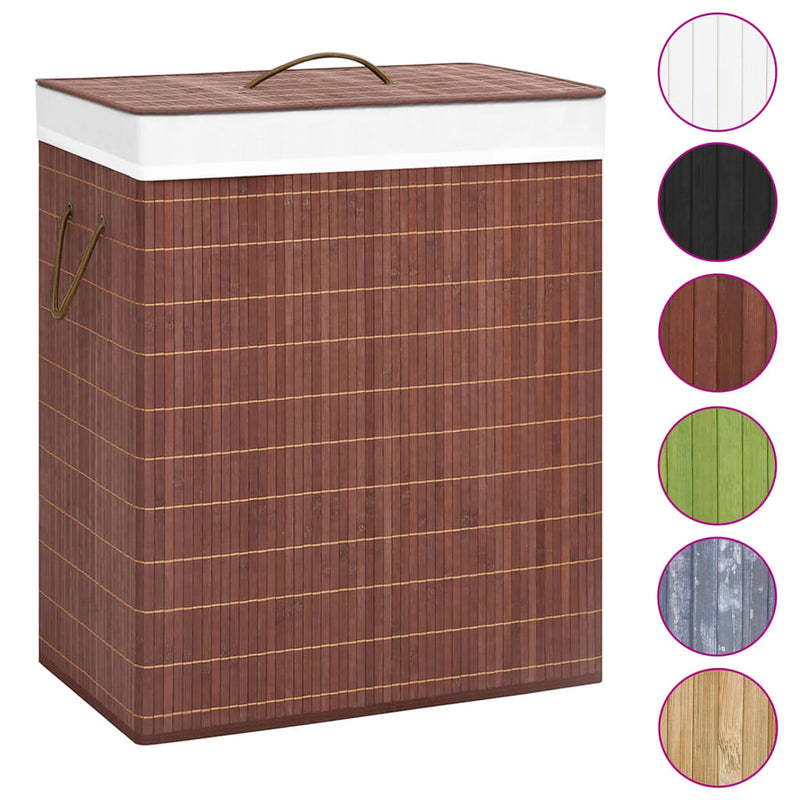 Load image into Gallery viewer, Vidaxl wasmand met 2 vakken 100 l bamboe bruin
