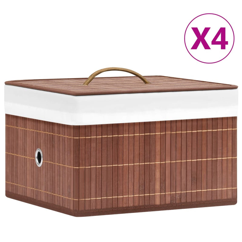 Load image into Gallery viewer, Vidaxl opbergboxen 4 st bamboe bruin
