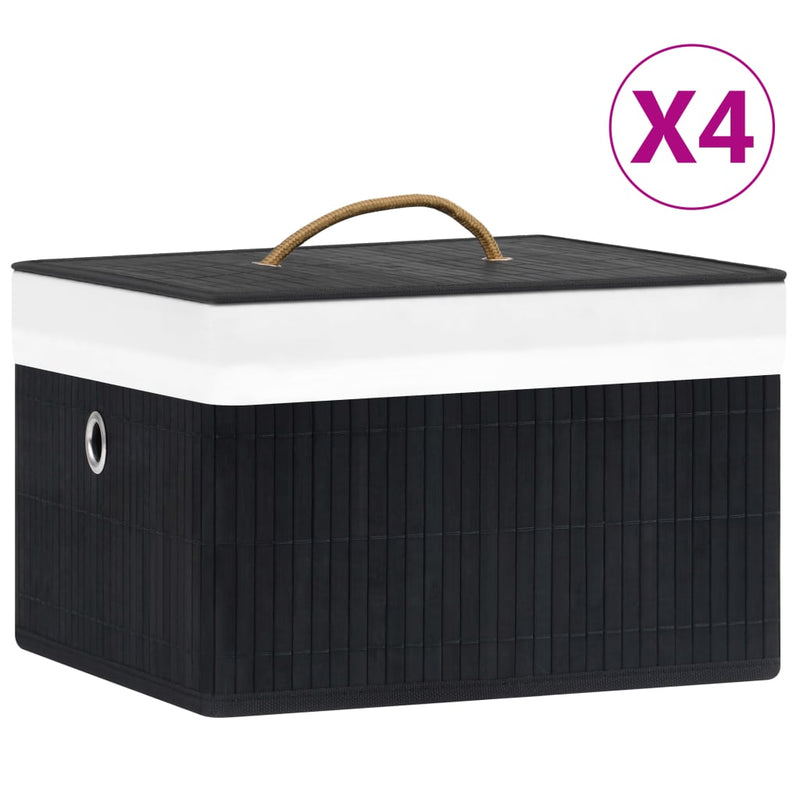 Load image into Gallery viewer, Vidaxl opbergboxen 4 st bamboe zwart
