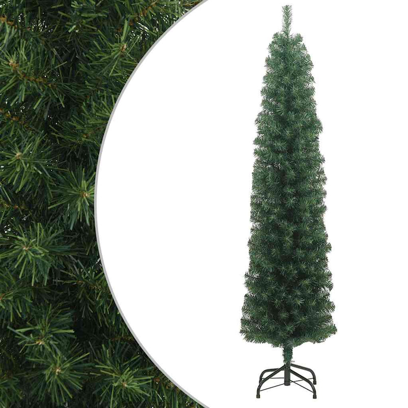 Load image into Gallery viewer, Vidaxl kunstkerstboom met standaard smal 210 cm pvc groen
