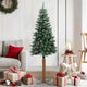 Vidaxl kerstboom met echt hout en sneeuw smal 150 cm groen