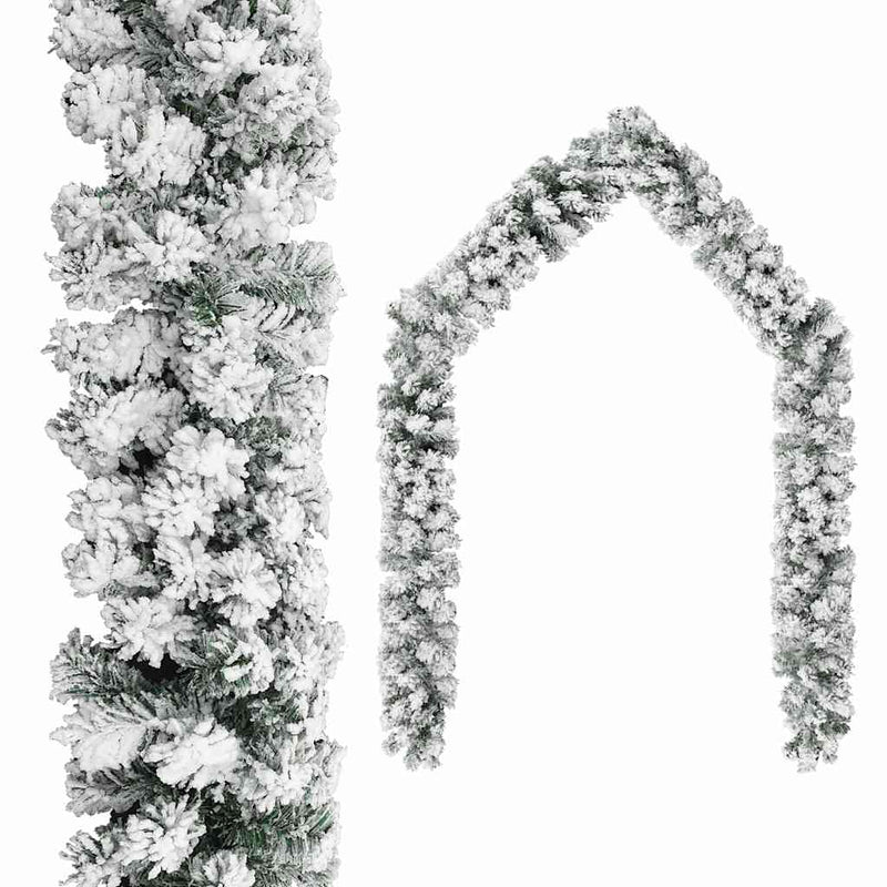 Load image into Gallery viewer, Vidaxl kerstslinger met sneeuw 10 m pvc groen
