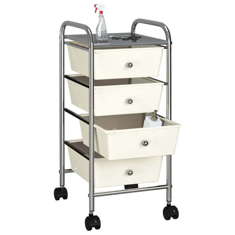 Load image into Gallery viewer, Vidaxl opbergtrolley met 4 lades mobiel kunststof wit
