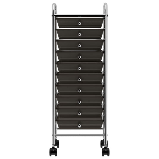 Vidaxl opbergtrolley met 10 lades mobiel kunststof zwart