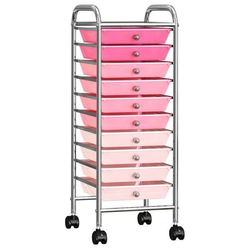 Load image into Gallery viewer, Vidaxl opbergtrolley met 10 lades mobiel kunststof ombre roze
