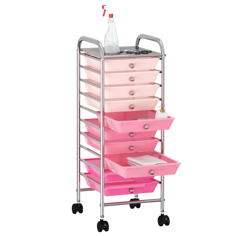 Load image into Gallery viewer, Vidaxl opbergtrolley met 10 lades mobiel kunststof ombre roze
