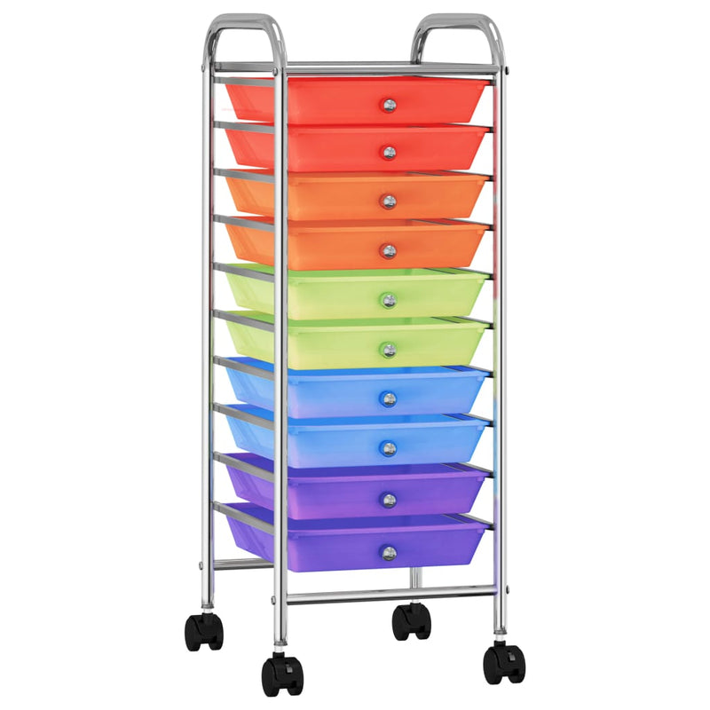 Load image into Gallery viewer, Vidaxl opbergtrolley met 10 lades mobiel kunststof meerkleurig
