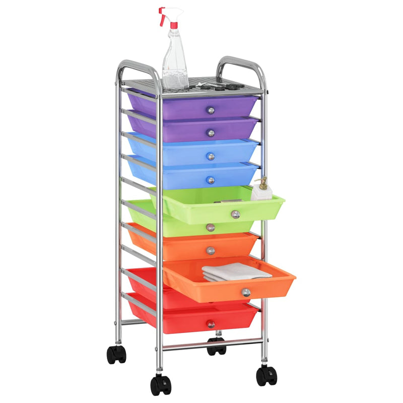 Load image into Gallery viewer, Vidaxl opbergtrolley met 10 lades mobiel kunststof meerkleurig
