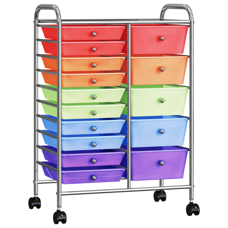 Load image into Gallery viewer, Vidaxl opbergtrolley met 15 lades mobiel xxl kunststof meerkleurig
