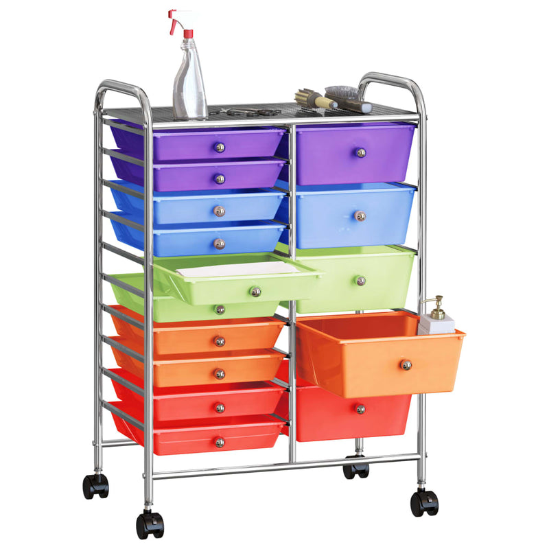 Load image into Gallery viewer, Vidaxl opbergtrolley met 15 lades mobiel xxl kunststof meerkleurig
