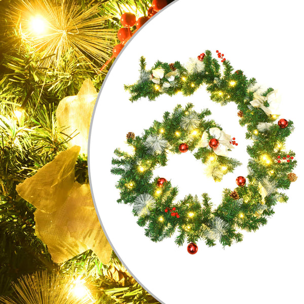 VidaXL Kerstslinger met LED-lampjes 2,7 m PVC groen