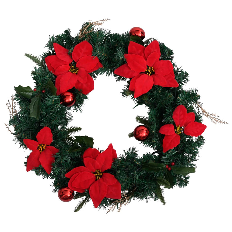 Load image into Gallery viewer, VidaXL Kerstkrans met LED lampjes 60 cm PVC groen
