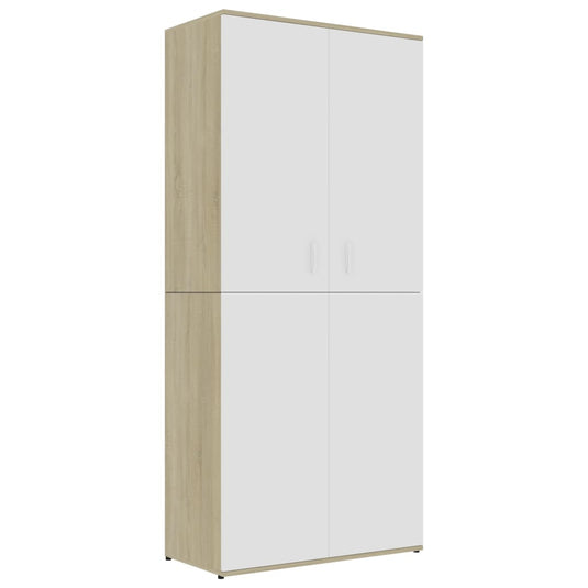 VidaXL Schoenenkast 80x39x178 cm bewerkt hout wit en sonoma eikenkleur