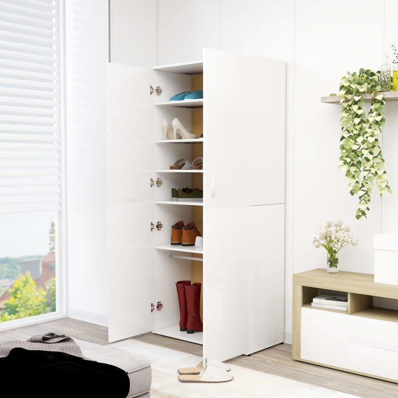 Load image into Gallery viewer, VidaXL Schoenenkast 80x39x178 cm bewerkt hout hoogglans wit
