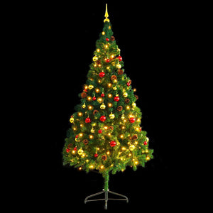 Vidaxl kunstkerstboom met verlichting en kerstballen 210 cm groen