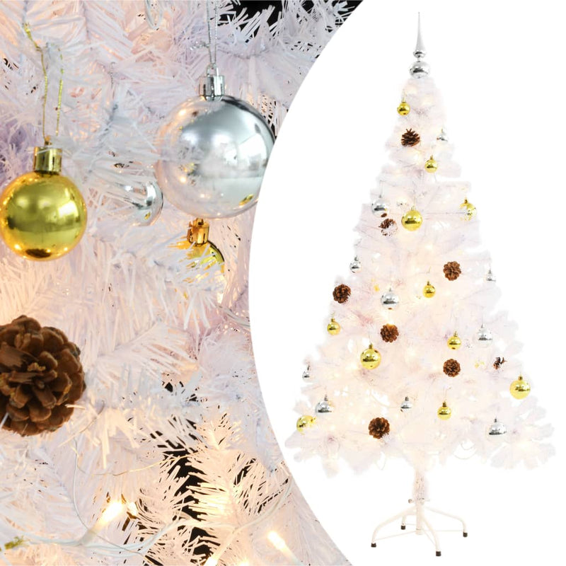 Afbeelding laden in galerijviewer, Vidaxl kunstkerstboom met verlichting en kerstballen 150 cm wit

