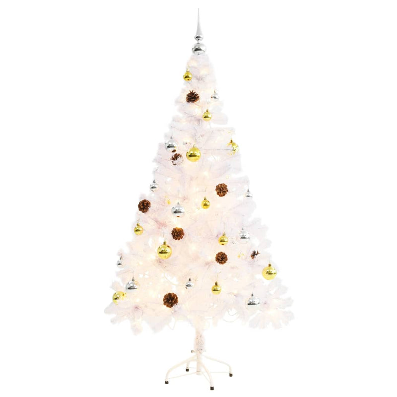 Afbeelding laden in galerijviewer, Vidaxl kunstkerstboom met verlichting en kerstballen 150 cm wit
