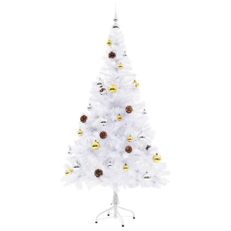Afbeelding laden in galerijviewer, Vidaxl kunstkerstboom met verlichting en kerstballen 150 cm wit
