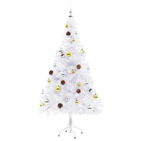 Vidaxl kunstkerstboom met verlichting en kerstballen 150 cm wit