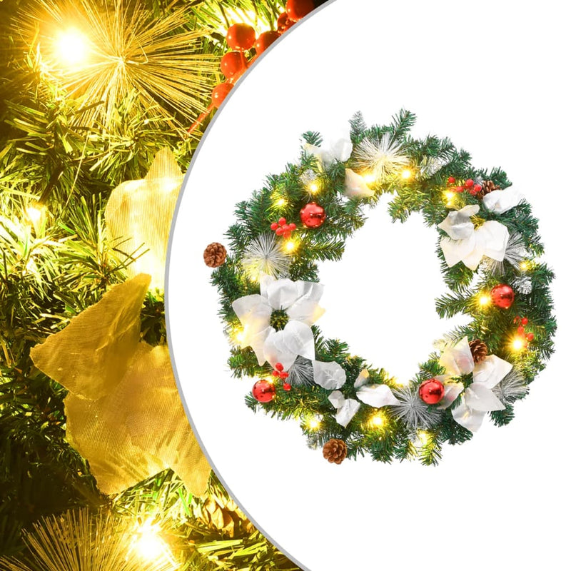 Load image into Gallery viewer, Vidaxl kerstkrans met led lampjes 60 cm pvc groen
