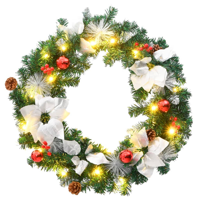 Load image into Gallery viewer, Vidaxl kerstkrans met led lampjes 60 cm pvc groen
