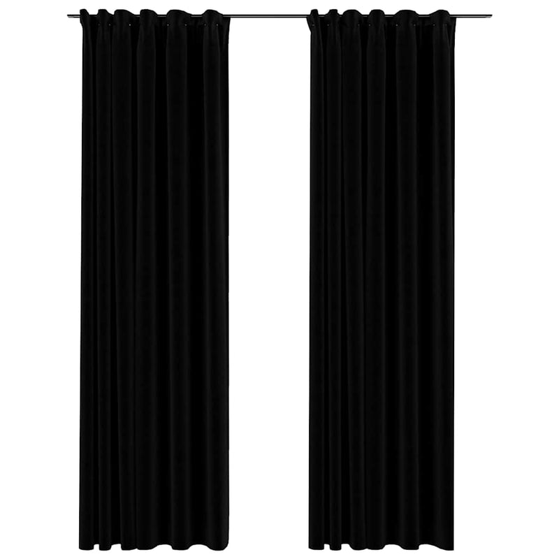 Load image into Gallery viewer, Vidaxl gordijnen linnen-look verduisterend haken 2 st 140x225 cm zwart
