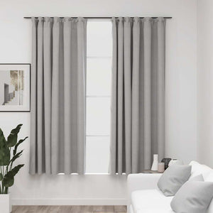 Vidaxl gordijnen linnen-look verduisterend haken 2 st 140x175 cm grijs