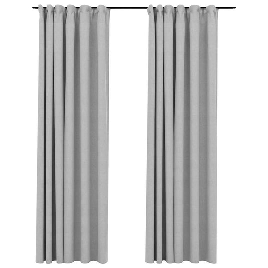 Vidaxl gordijnen linnen-look verduisterend haken 2 st 140x225 cm grijs