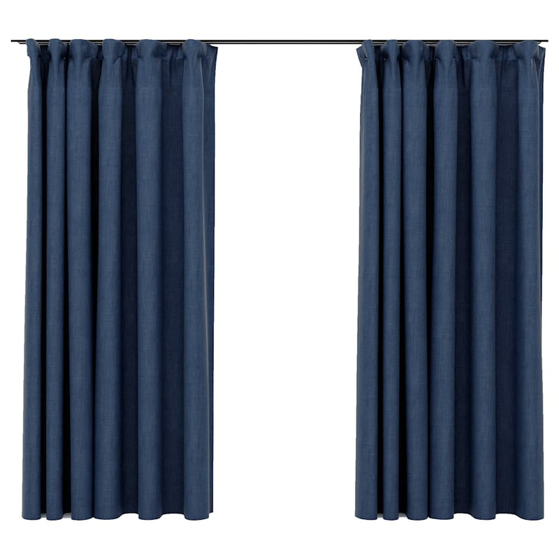 Load image into Gallery viewer, Vidaxl gordijnen linnen-look verduisterend haken 2 st 140x175 cm blauw
