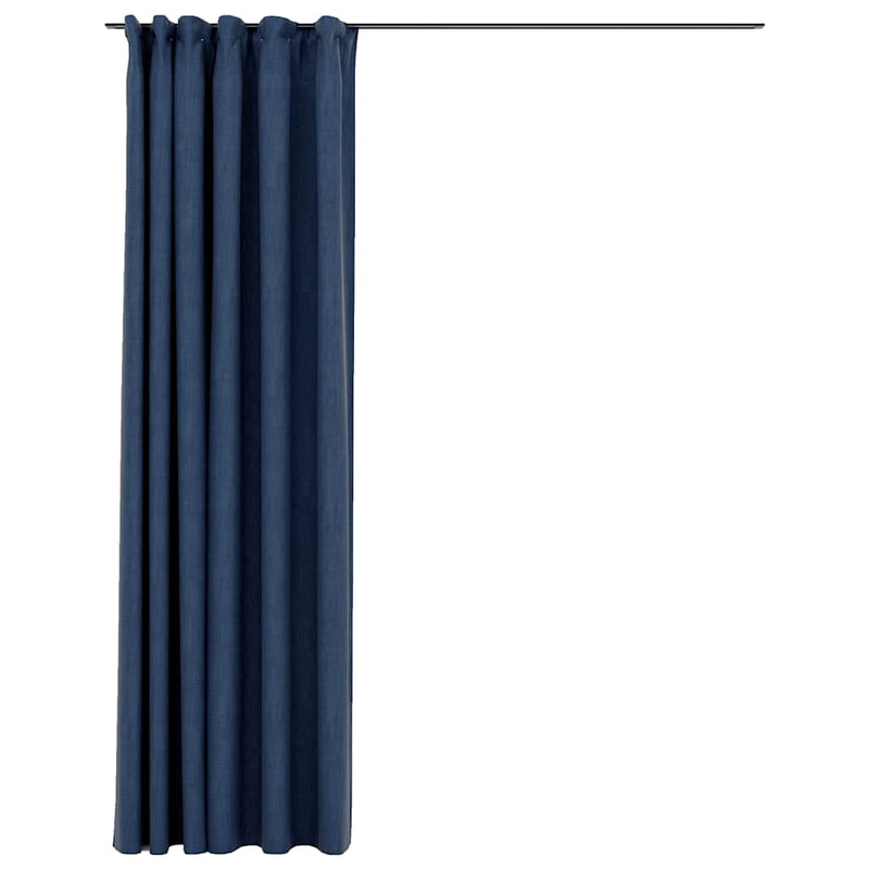 Load image into Gallery viewer, Vidaxl gordijn linnen-look verduisterend met haken 290x245 cm blauw
